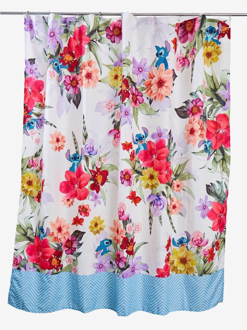Disney Stitch Floral Shower Curtain